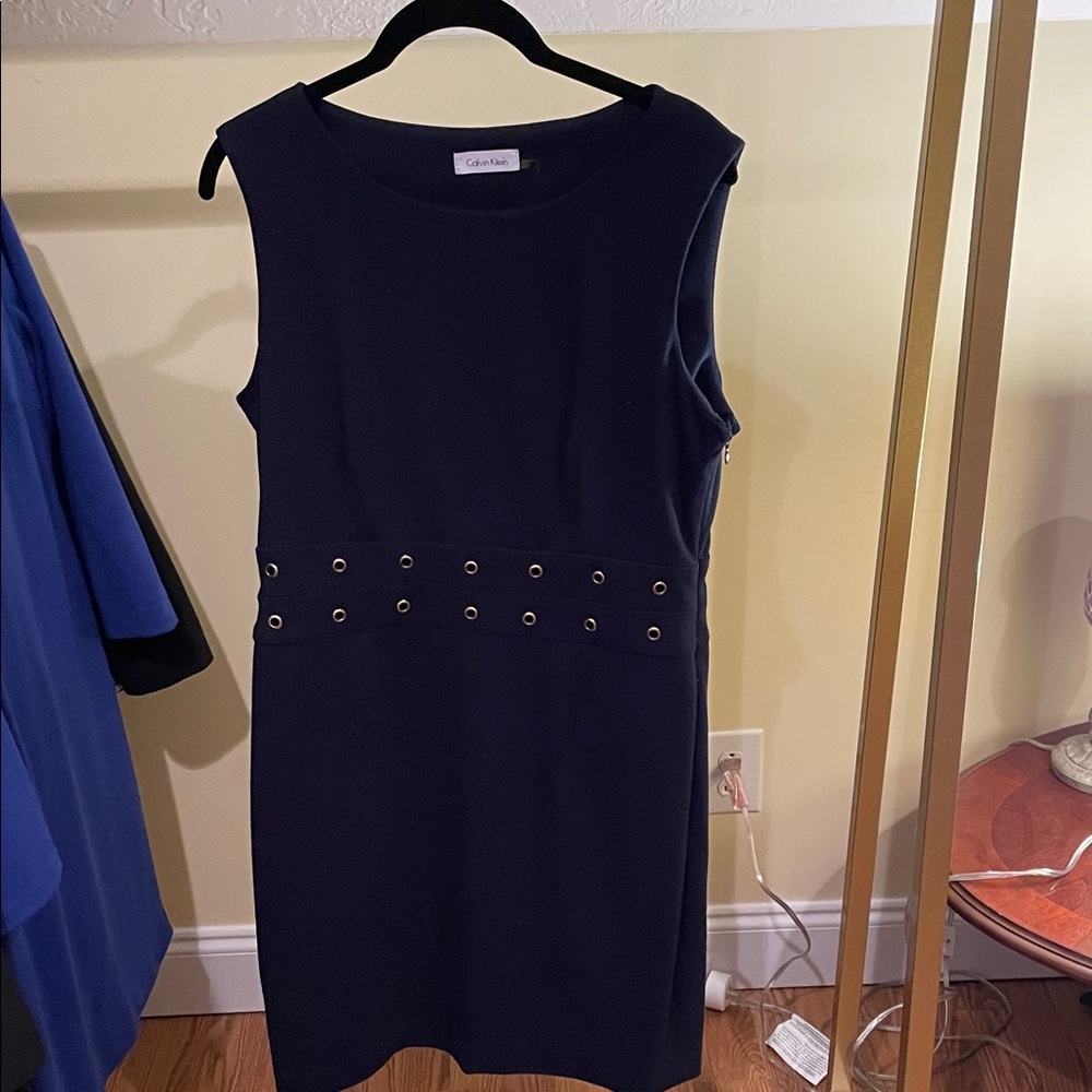 Calvin Klein Navy Mini Dress with Grommet Detail